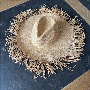 H&M Divided Tan Fringed Straw Hat